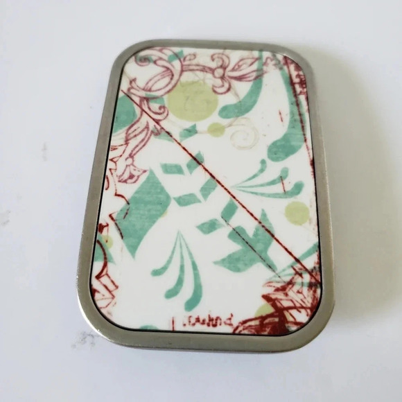 Buckle-Down  Teal/Red/White Metal Abstract Belt Buckle. - Picture 2 of 4